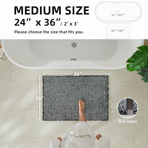 TYUU Black and White Bathroom Rugs, Waffle Bath Mat Non Slip Washable Super Absorbent Quick Dry Boho Farmhouse Bathroom Decor, 36"x24" Black and White - color: Black & White, size: 2' X 3' (Rectangular)