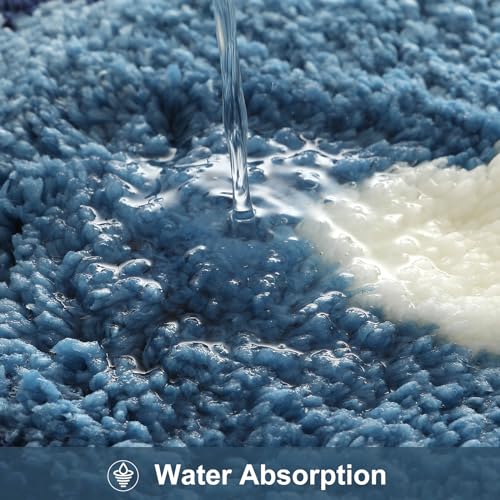 HAOCOO Blue Bathroom Rug, 20x31 inch, Extra Soft Non Slip Microfiber Absorbent Washable Shower Rug Doormat Carpet for Floor Tub Shower - color: Blue, size: 20x31 inch (Irregular)