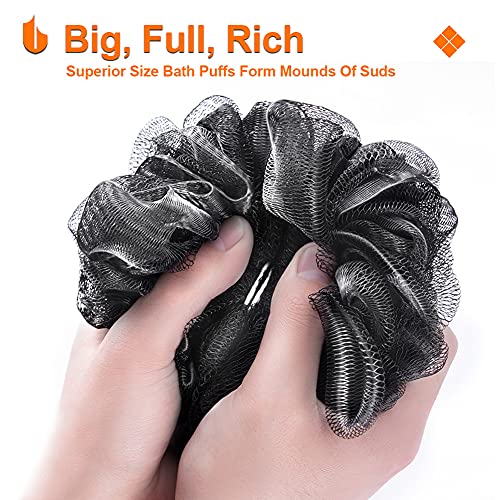 Urbanstrive Shower Bath Sponge XL 75g Soft Shower Loofahs Balls for Body Wash Men Women Bathroom Accessories, 1 Pack, Black - color: Black