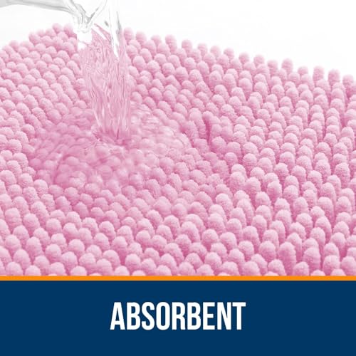 OLANLY Bathroom Rugs Sets 3 Piece, Soft Absorbent Chenille Bath Mats and U-Shaped Contour Toilet Rug, Quick Dry, Home Decor Accessories, Bath Mat Set for Bathroom (30"x20"+24"x16"+24"x20", Pink) - color: Pink, size: 30" X 20" + 24" X 16" + U24" X 20"