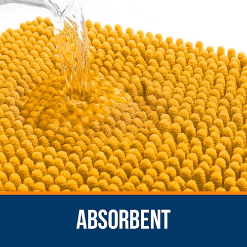 OLANLY Toilet Rugs U-Shaped 20x20, Extra Soft Absorbent Chenille Contour Bathroom Rugs for Toilet, Dry Quickly, Machine Washable, Non-Slip Bath Mat, Golden Yellow - color: Golden Yellow, size: 20" X 20" Contour Rug