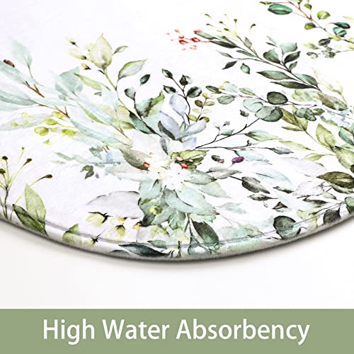 MitoVilla 4 Pcs Sage Green Eucalyptus Bath Sets with Shower Curtain, Plant Leaves Rugs for Bathroom Decor - color: Sagegreen