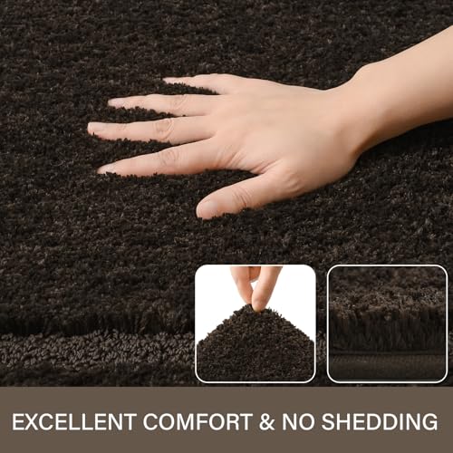 LOCHAS Bathroom Rug Set Brown, Soft Bath Rug Set 2 Piece, Toilet Mat U-Shaped 20x20 and 34x20 Bath Rugs, Quickly Dry Mats for Bathroom, Tub, Washable, Super Absorbent Floor Mat - color: Brown, size: 34" x 20" Plus 20" x 20" (U-Shape)