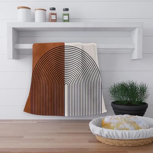 OHSUL Boho Kitchen Towels, Orange Decorative Hand Towels, Bohemian Style Kitchen Bath Decor, Orange Dish Tea Hand Towels for Home Use 16x24 Inch, Set of 2 - color: Color-4