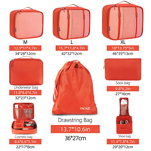 BAGAIL 8 Set Packing Cubes Luggage Packing Organizers for Travel Accessories-Orange - color: Orange, size: 8 Set
