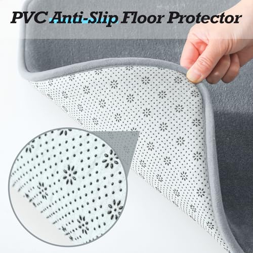 HUXMEYSON Bathroom Rugs Sets 3 Piece, Non-Slip & Quick Dry Bath Mat Set, Ultra Soft Velvet Bath Rugs for Bathroom, Toilet and Shower Floor, Grey - color: Grey, size: 20"x32"+24"x60"+U Shape 20"x24"