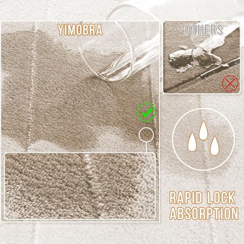Yimobra Bathroom Runner 55"x24", Non Slip Memory Foam Bath Mat, Super Soft Water Absorbent Hallway Carpet, Machine Washable Rug for Vanity Tub Shower, Beige - color: Beige, size: 55" X 24"