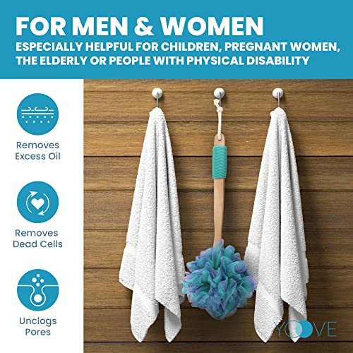 Yoove Bath Pouf with Handle - Body Scrubber Green Loofah for Women - Charcoal Infused Shower Loofah Sponge with Handle - Back Scrubber - Back Shower Sponge - style: Green