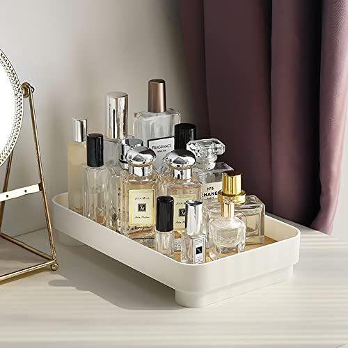 MRPAPA Bathroom Trays, White Vanity Tray, Countertop Tray Makeup Organizers Tray, Skincare Organzing Tray for for Perfume,Cosmetic, Bathroom, Kitchen (White -Rectangle -1pcs)