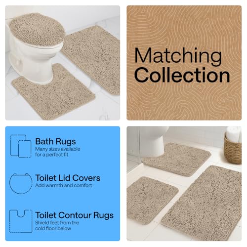 GORILLA GRIP Bathroom Rug Sets 3 Piece, Bath Mat Set and Oval Toilet Base with Rubber Backing, Plush Absorbent Shaggy Chenille Washable Mats, Includes 24x19.5, 24x17 and 30x20 Inch Rugs, Gray Beige - color: Gray Beige, style: 24"x19.5" + 24"x17" + 30"x20"
