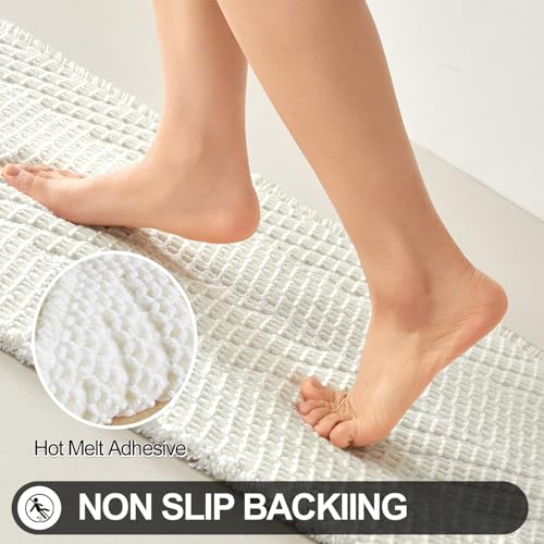 Sunfly Waffle Bath Mat, Boho Bathroom Rugs Non-Slip Washable Super Absorbent Quick Dry, Farmhouse Bathroom Decor 20"x30" Cream - color: Cream, size: 1'8" x 2'6" (Rectangular)