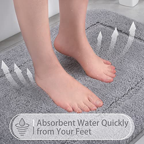 LOCHAS Bathroom Rug Set Light Grey, Soft Bath Rug Set 2 Piece, Toilet Mat U-Shaped 20x20 and 34x20 Bath Rugs, Quickly Dry Mats for Bathroom, Tub, Washable, Super Absorbent Floor Mat - color: Light Grey, size: 34" x 20" Plus 20" x 20" (U-Shape)