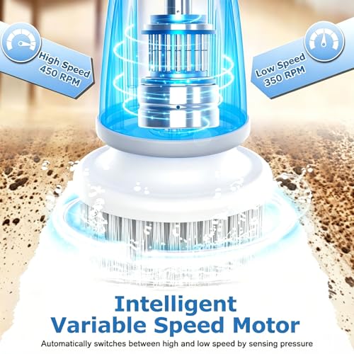 DAESUNG Electric Spin Scrubber, New Electric Bathroom Brush with 7 Replaceable Heads, Power Scrubber with LED Display, Electric Scrubbers for Cleaning Shower, Tile, Grout, Sink - color: A-white