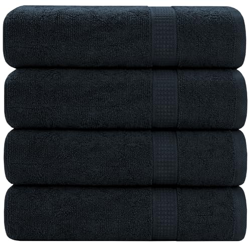 GOLD TEXTILES Premium Bath Towels Set (Pack of 4,27 x 54) 100% Ring-Spun Cotton Bathroom Towels for Hotel, Spa, Soft and Absorbent (27 x 54, Grey - 4 Pcs) - color: Grey, size: 4 Pack 27x54