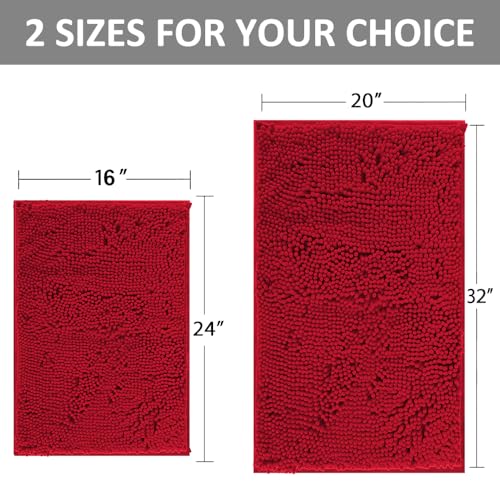 RUN HELIX Bathroom Rugs Sets 2 Piece, Luxury Shaggy Extra Thick Bathroom Rugs, Plush Non-Slip Mats for Bath Room Floor, Machine Wash, Ultra Absorbent, 32 x 20 + 24 x 16 Inches, Burgundy - color: Burgundy, size: 32"L x 20"W + 24"L x 16"W