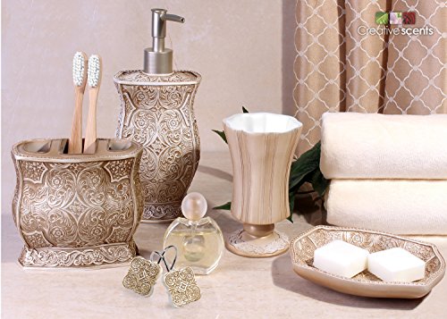 Creative Scents Victoria Set of 12 Shower Curtain Hooks Rings for Bathroom | Beige Bathroom Accessories Decor - style: Shower Curtain Hooks