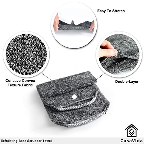 Exfoliating Back Scrubber for Shower, Pink + Wine Red, 2 Pack | Nylon Bath Towel Washer, Exfoliating Washcloth, Japanese Stretchable Strap, Body Exfoliation - color: ['Wine Red', 'Pink']