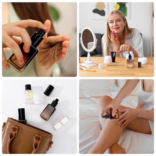 Segbeauty 2pcs 50ml Empty Refillable Glass Pump Bottle, 1.69oz Glass Containers Dispenser Gradient Brown Empty Bottles Travel Size Lotion Bottle with Pump for Essential Oil Blends Cream Lotion - size: 1.7oz/50ml
