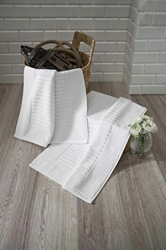 Classic Turkish Towels CTT - 2 Piece Bathroom Rugs Set, 100% Cotton Bath Mats, Comfy & Highly Absorbent Bathroom Floor Mats, Machine Washable | 20"x32" (White) - color: White