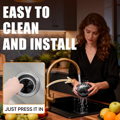 3 3/8" Garbage Disposal Splash Guard, QCB-AM Sink Baffle Replacement for InSinkErator Evolution Series, Upgraded Removable Quiet Collar Drain Plugs, Garbage Disposer Accessories, Black - color: Deep Black - 1 Pack