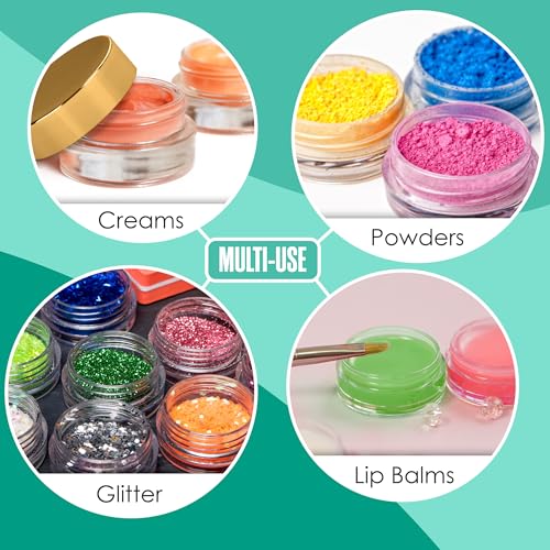 Houseables Sample Containers, Sample Jars, Lip Balm Containers, Mini Jars with Lids, Small, Empty, Makeup, Powder, Gloss, Cosmetic, Tiny, Dab, Wax, Scrub, Little, Travel, Plastic, Gold, 3 Gram, 50 PK - color: Gold, size: 50 Pack