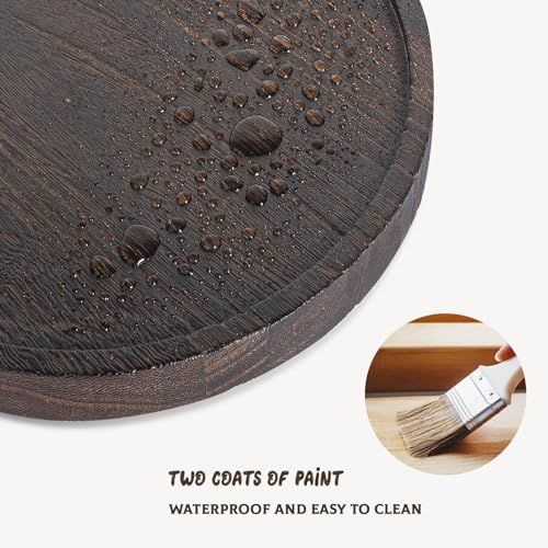 Wood Lazy Susan Organizer Kitchen Turntable for Cabinet Farmhouse Bathroom Decor Round Decorative Tray for Vanity, Counter, Sink, Coffee Table, 10 Inch, Dark Brown - color: Dark Brown, size: 10“