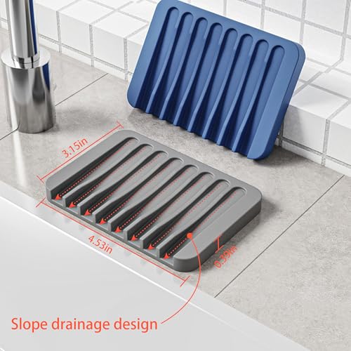 4-Pack Self Draining Soap Dish for Shower Bathroom Waterfall Silicone Soap Saver Tray Sponge Holder for Kitchen Sink Non-Slip Easy Clean Green - color: Green