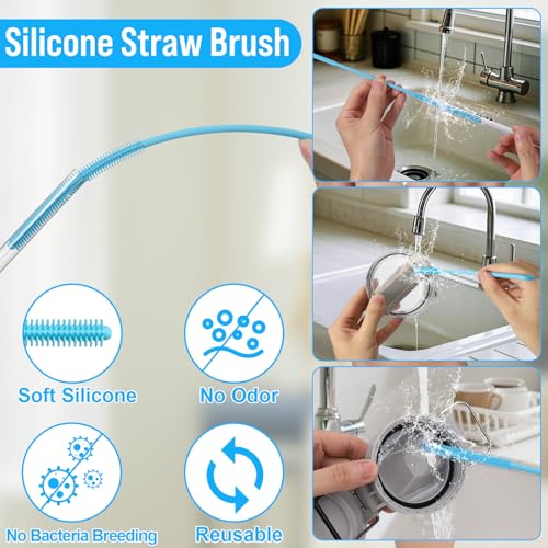 XANGNIER 4 PCS Water Bottle Cleaner Brush Set for Stanley Tumbler 40 oz/30 oz/20 oz Cup,Multifunctional Bottle Brush and Long Silicone Straw Cleaner Brush,Cleaning Kit for Owala/Yeti Cup Accessories - size: 4 pack