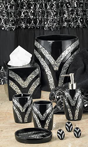 Zahari Home Sinatra Soap Dish Unique Design Stylish Bling Glass Mosaic Décor Soap Bar Holder, Black - color: Sinatra Black