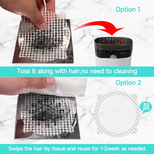 Disposable Shower Drain Hair Catcher, 30-Pack Mesh Stickers for Sink | peel-and-stick mesh traps hair, drains fast - stays flat on tile, metal, plastic - toss and replace, no scrubbing needed