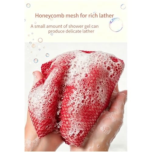 Exfoliating Bath Towel Set for Women Strong Cleaning Back Scrubber - color: Pink