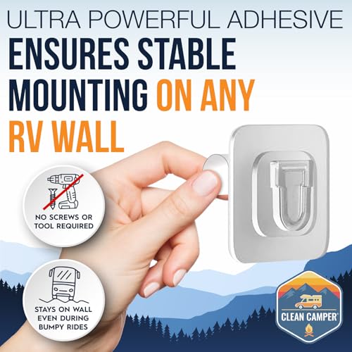 RV Toilet Brush by Clean Camper – Wall-Mounted Set, Silicone, Scratch-Free Dual-Sided Head, Quick-Drying Holder, Compact & Durable Set with Strong Adhesive Mount for RV & Camper Toilets