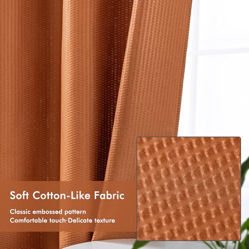 Mrs Awesome No Hook Shower Curtain with Snap-in Liner, Embossed Waffle Design Fabric Shower Curtain for Bathroom, Soft & Lightweight, 71x74, Taerracotta - color: Terracotta, size: 71"W x 74"L (Pack of 1)