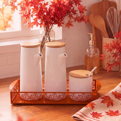 Autumn Red Maple Leaves Toilet Paper Basket Cute Metal Toilet Tank Paper Holder with Handle Fall Bathroom Storage Organizer Rural Vintage Accessories Decor for Bathroom Restroom - style: Autumn Maple Leaves