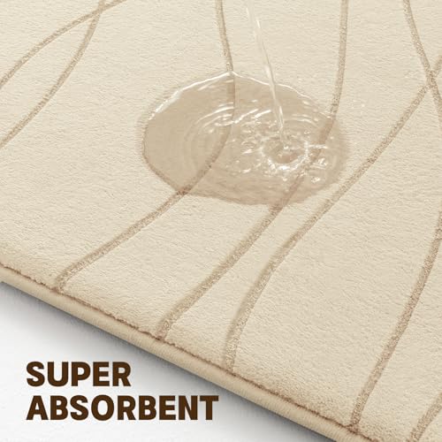 YIHOUSE Bathroom Rugs Set 5 Piece, Memory Foam Bath Mat Khaki | Ultra Soft, Absorbent, Non-Slip, Machine Washable, for Bathroom, Sink and Toilet - color: Khaki, size: 3'10" x 1'8" (Rectangular)