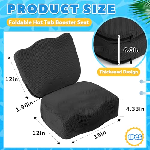 Yerliker 1 Pcs Foldable Hot Tub Booster Seat for Adults Adjustable 2 Heights up to 6.3", Weighted Booster Seat 3D Air Mesh Hot Tub Accessories Quick Dry Micro Dot Non Slip for Spa Bathtub Pool (Black) - color: Black