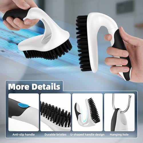 Cleangor Scrub Brush Set, Heavy Duty Scrub Brushes Crevice Cleaning Brush | with Stiff Bristles, 3 Different Brushes Included for Household Use, Grout, Tile, Bathroom, Kitchen, Bathtub, Floor