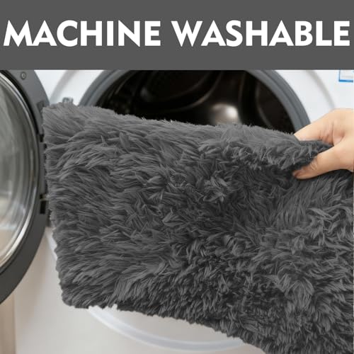RUN HELIX Shaggy Bathroom Rugs Sets 3Piece Bath Mat for Bathrom Non-Slip Bathrom Mats Water Absorbent Bath Rug Floor Mats Soft Washable Shower Rug with U-Shaped Contour Rug Toilet Lid Cover Grey - color: Grey