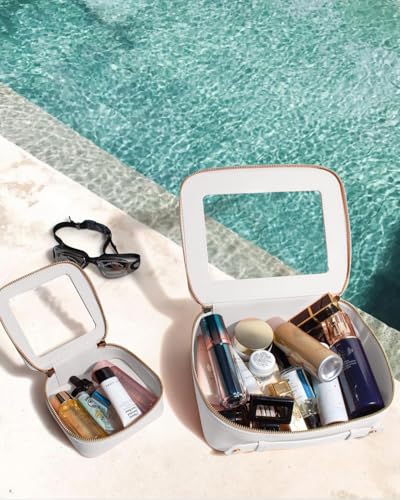 Travel Clear Makeup Bag Set, TSA Approved Cosmetic Bag Case with Zipper Portable Makeup Pouch Toiletry Bag Traveling Cosmetic Organizer Storage Bag Car Organizer Car Essentials - color: Mini + XL Luxe
