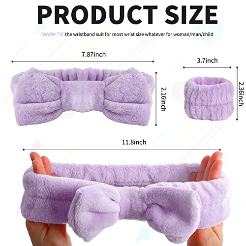 WSYUB Spa headband, Wristbands, Headband for Washing Face, 2pcs Wristlets for Sleeves Dry, Make up Headband,Purple - color: Purple