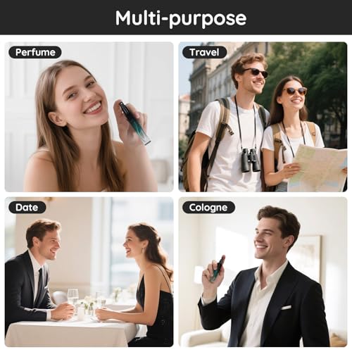 Segbeauty 0.34oz Refillable Perfume Bottle Travel, 5 Pack Glass Spray Bottles for Perfume, 10ml Empty Mini Fine Mist Cologne Travel Bottle, Portable Cologne Sprayer Atomizer with Refill Tool Kit - color: Black Blue Red Green Gray, style: Mini Bottle Set