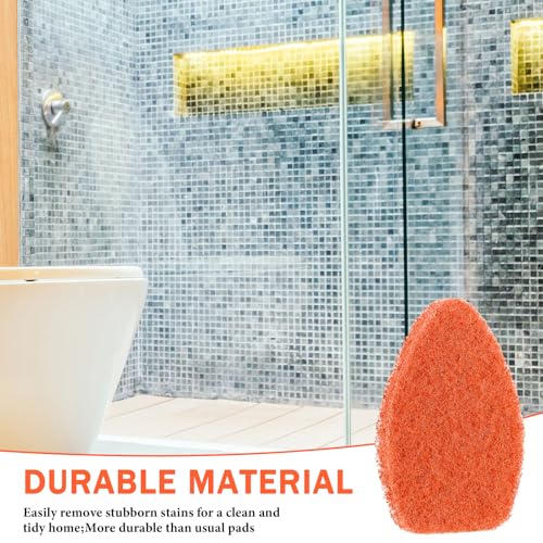 Baderke 4 Pcs Tub Tile Scrubber Cleaning Brush Pads (Without Handle) Brush Non-Scratch Scouring Pads for Shower Bathroom Buildup Toilet Wall Floor (Orange) - color: Orange