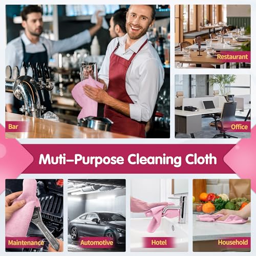 20 Pack Pink Microfiber Cleaning Cloth, Lint-Free Car Wash Towels, All-Purpose Absorbent Cleaning Rags for Housekeeping, Dust Cloth for Office, Mechanic, Automotive - color: Pink