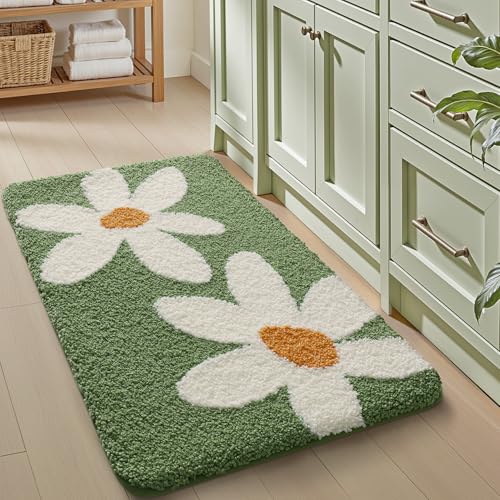 LUMI Bathroom Rug 24x36, Soft Absorbent Microfiber Bath Mats, Non-Slip Machine Wash Bath Mats for Bathroom, Shower and Bathtub Floor, Daisy - color: F-daisy, size: 24"x36"