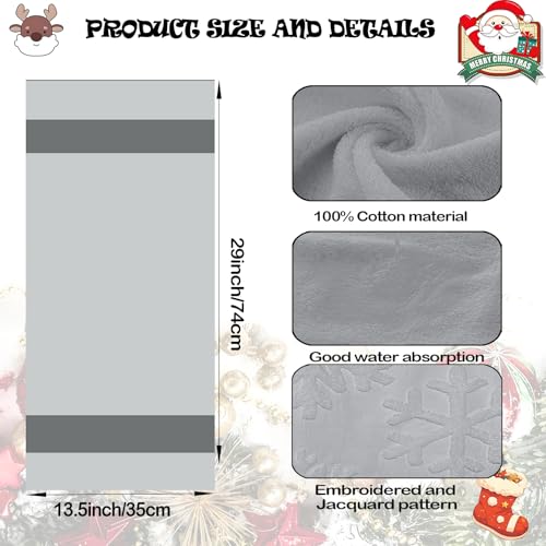 2 Pack Christmas Snowflake Hand Towels 100% Cotton Jacquard Holiday Kitchen Dish Towels Retro Neutral White Bathroom Towels Set Gift Seasonal Xmas Winter Bathroom Decor (Grey Snowflake) - color: Grey Snowflake