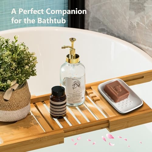 Gomakren Ceramic Soap Dish, 5.5in Shower Soap Holder Bathroom Sink, White | Prevents soggy soap, non-slip bottom, easy to clean, stackable counter decor, multi-use for kitchen sink, sponge & jewelry - color: White, size: Cross