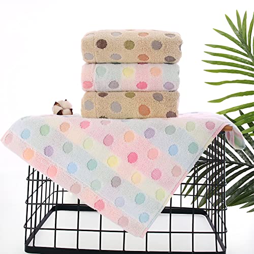 Pidada Hand Towels Set of 4 100% Cotton Colorful Polka Dot Pattern Soft Absorbent Decorative Towel for Bathroom (Brown) - color: 4 Brown