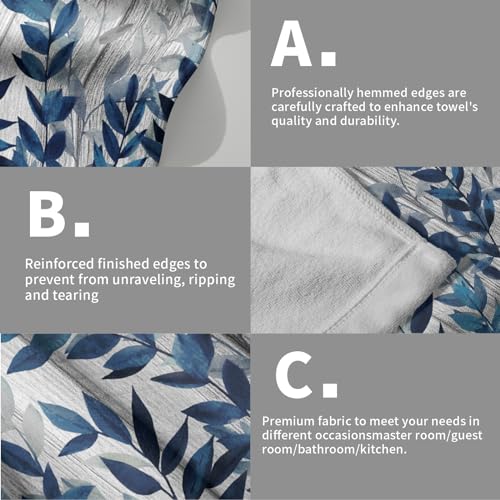 Miaoquhe Blue Eucalyptus Leaves Hand Towels Set of 2 Botanical Leaf Fingertip Towels for Bathroom 28X14in Quick Dry Super Absorbent Bath Hand Towels Face Towel Kitchen Dish Towels for Spa Gym - color: Blue Eucalyptus Leaves