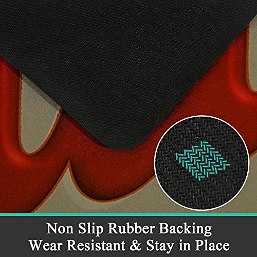 Pauwer Laundry Room Rug Runner 20"x48" Waterproof Rubber Laundry Mat Non Slip Kitchen Mats for Floor Washable Floor Mat Runner Rug for Farmhouse Mudroom Washroom Bathroom Decor - color: Laundry Red, size: 1'8" x 4'