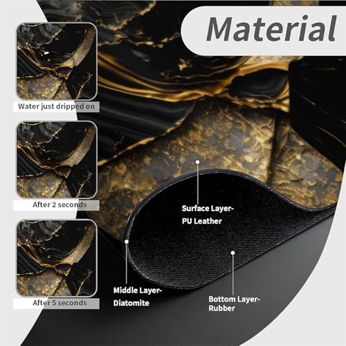 Kitchen Sink Splash Guard，Black and metallic gold marble Faucet Mat Sink Gadgets-Super Absorbent Fast Drying Mat Drip Catcher for Kitchen, Bathroom,Sink Mat, Dish Drying Mat, Bathroom(15" X 5.5" ) - color: Black and metallic gold marble